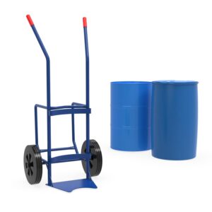 Drum Trolley CLASSIC for 60 L - 220 L steel and plastic drums, lashing strap, solid rubber tires