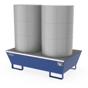 Steel Spill Pallet, For 2 x 205 L Drums, With Grid, Forklift Accessible, Coated, 205 L Capacity
