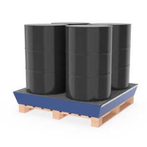 Steel Spill Pallet, For 4 x 200 L Drums, With Grid, Coated