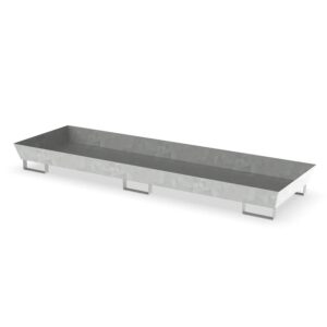 Steel Spill Pallet, Without Grid, Forklift Accessible, Galvanized, 232 L Capacity, Long Version