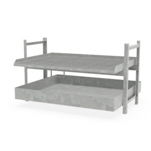 Hazmat stacking rack for small containers, with steel spill pallet, 206 L containment volume