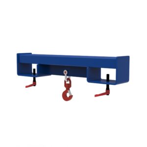 Lifting Beam with Shackle for Fork Tines, Painted, with Swivel Load Hook