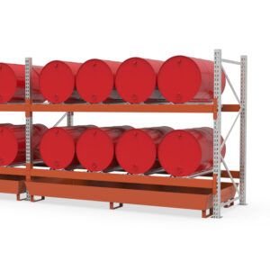 Hazmat pallet rack with steel spill pallet, coated, for 8 x 200 L drums, extension shelf