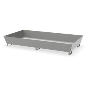 Steel spill tray for underneath the rack, galvanized, for shelf width 2700 mm, capacity 1000 L