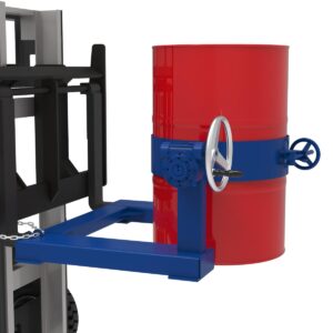 Drum tilter for 205 L steel drums, forklift attachment