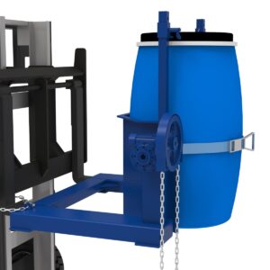 Drum tilter for 205 L steel and plastic drums, forklift attachment