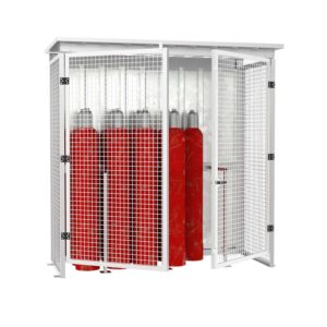 Gas cylinder cabinet for 16 x 50 l gas cylinders, suitable for outdoor use