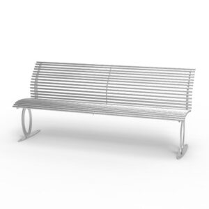 Park bench "ERGO" made of galvanized steel, seating and backrest made of steel tubing