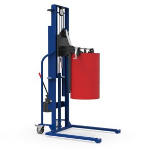 Drum Lifter for 205 l Drums, Lift Height 2200 mm, Manual Hydraulic, Single Mast, Rotating Function