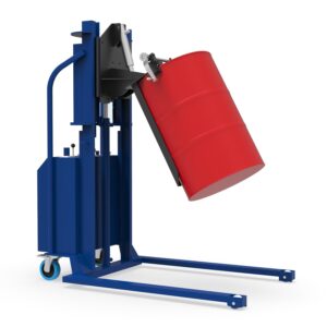 Drum Lifter for 205 l Drums, Lift Height 1500 mm, Electro-Hydraulic, Single Mast, Rotating Function