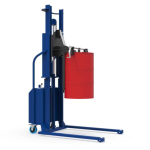 Drum Lifter for 205 l Drums, Lift Height 2200 mm, Electro-Hydraulic, Single Mast, Rotating Function