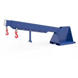 Telescopic and height-adjustable crane arm for forklifts, load capacity 3000 kg, reach 3700 mm, coated