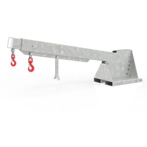 Telescopic and height-adjustable crane arm for forklifts, load capacity 3000 kg, reach 3700 mm, galvanized
