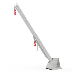 Telescopic and height-adjustable crane arm for forklifts, load capacity 5000 kg, reach 3700 mm, galvanized