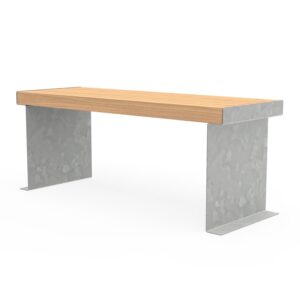 Outdoor table "CUBE" with a galvanized steel frame, seating made of larch wood