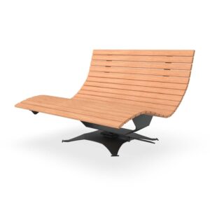 Forest lounger made of steel, galvanized and coated, with larch wood slats, width 1500 mm, rotatable