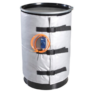 Drum heater for a 200-liter drum (temperature range: 0–200 °C) with an analog JUMO controller, height: 800 mm