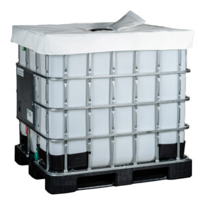 Insulating lid for 1000-liter IBCs, white, with opening, for food-grade applications