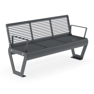 Steel park bench URBANA, galvanized and coated, with a backrest and armrests, 3-seater