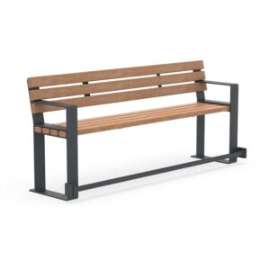 Senior's bench CONSOLA, flat steel, galvanized and coated, wood, 4-seater, with armrests and footrest