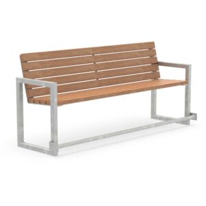 Senior's bench CUBIC, square tubing, galvanized, wood, 4-seater, with armrests and footrest
