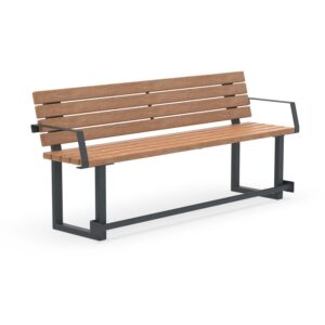 Senior's bench FLEXI, made of steel and wood, galvanized and color-coated, 4-seater, with armrests and footrest