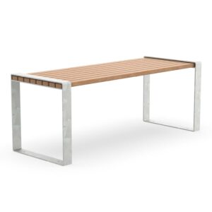 Outdoor table CONSOLA, made of flat steel, galvanized, tabletop made of wood