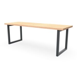 Outdoor table with a galvanized steel frame, additionally coated, tabletop made of wood