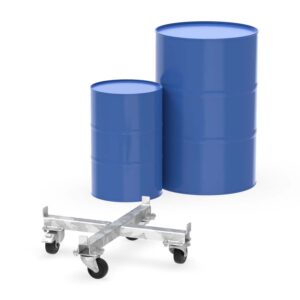 Drum dolly made of steel, galvanized, for 200-liter drums