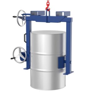 Adjustable cross beam with fork sleeves for steel drums Ø 380–600 mm, with handwheel