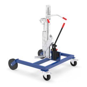 Drum lifter ATEX for 205 l drum, over-pallet chassis 160 mm, lift height 550 mm, clamp for upper drum rim, Ex Zone 2