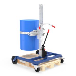 Drum lifter ATEX for 205 l drum, over-pallet chassis 180 mm, lift height 550 mm, clamp for drum body, Ex Zone 2