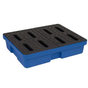 Spill tray made of polyethylene (PE-HD) for small containers, 60 L sump capacity, 805x640x150mm, with grid