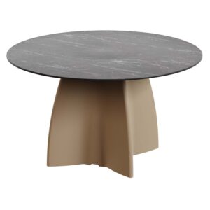 Round garden dining table, made of PE-HD, black marble top, seats 68 Ø1400x750mm