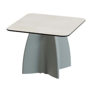 Square outdoor coffee table, made of PE-HD, cream top