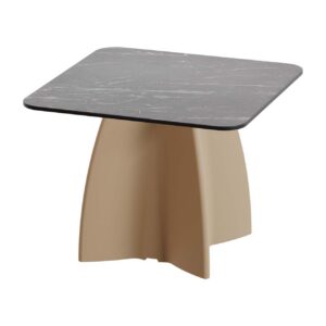 Square outdoor coffee table, made of PE-HD, black marble top