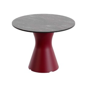 Round outdoor coffee table, made of PE-HD, black marble top, 700x700x500mm